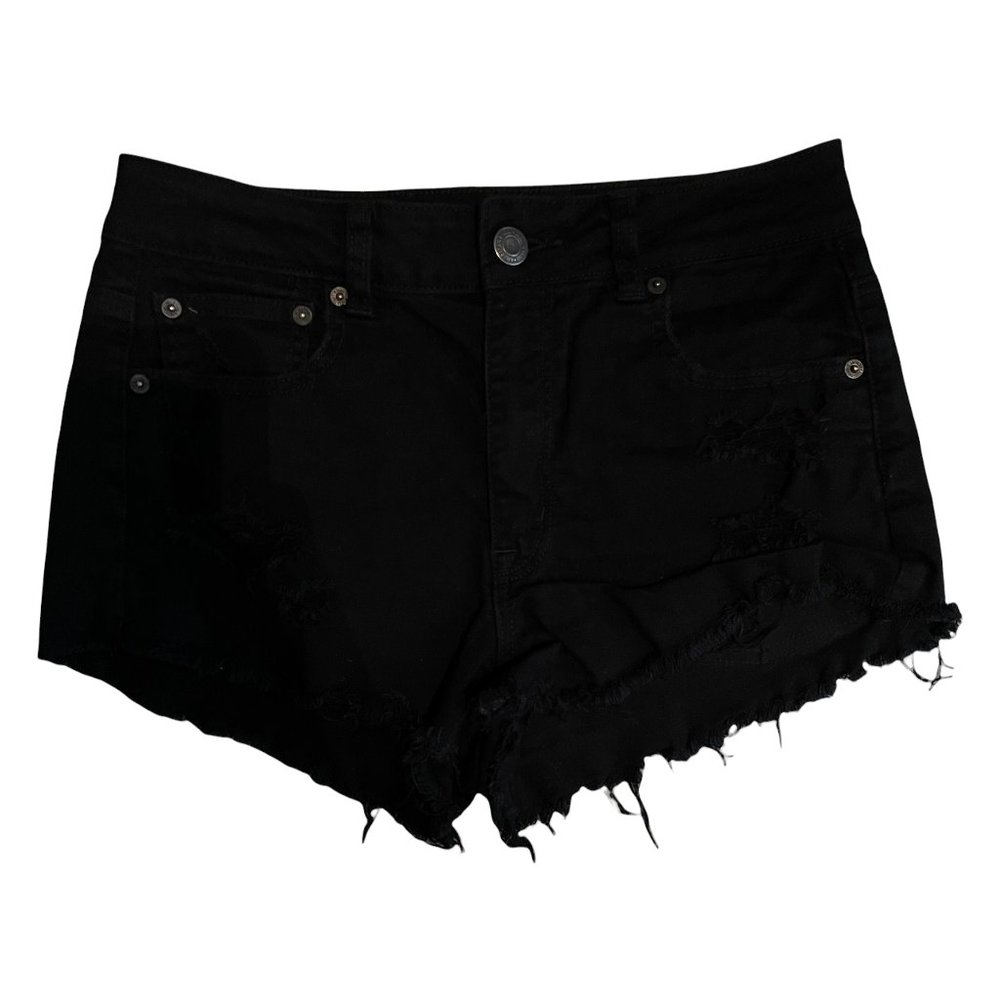 American Eagle Outfitters AEO Distressed Hi-Rise High Black Festival Shorts 8